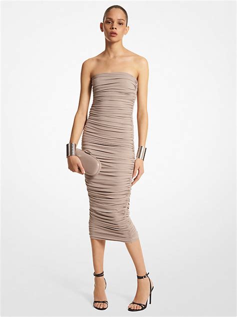 Stretch Matte Jersey Ruched Strapless Dress 